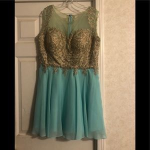 Teal & gold dress